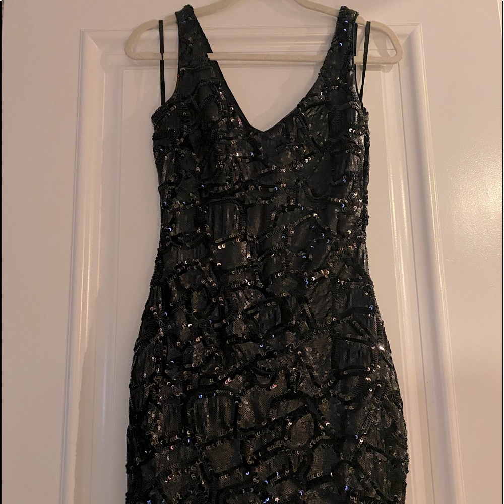 BEBE Dress | Sequin Cocktail Dress | Black Sequin | S